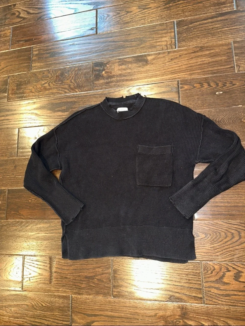 Pistola Black Ribbed Crewneck Sweater with Chest pocket size xsmall